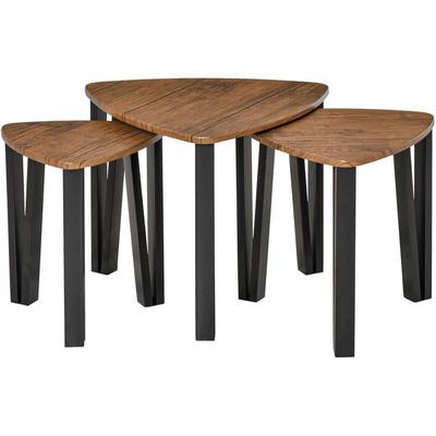 3er Set Couchtisch, Stapeltisch, Beistelltisch, Kaffeetisch, Satztisch, mdf, Natur+Schwarz, 56 x