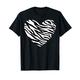 Zebra, Pelz, Tierhaut, Herz, weißer Druck, Wellen, schwarzes Muster T-Shirt