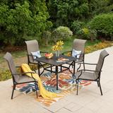 7-Piece / 5-Piece Padded Textilene Chairs with Wave Arms & Metal Table Patio Dining Set