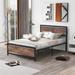 Contemporary Style Metal and Wood Bed Frame with Headboard and Footboard ,Full Size Platform Bed ,Easy to Assemble