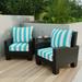 24" x 47" Turquoise Stripe Outdoor Deep Seat Chair Cushion Set