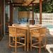 Chic Teak 5 Piece Teak Wood Peanut Patio Bistro Bar Set with 4 Bar Chairs and 35" Bar Table