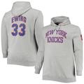 Men's Mitchell & Ness Patrick Ewing Heathered Gray New York Knicks Big Tall Name Number Pullover Hoodie