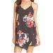 Free People Dresses | Free People Black Crepe Floral Faux Wrap Dress Xsmall | Color: Black/Red | Size: Xs