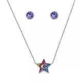 Coach Jewelry | Coach Star Swarovski Crystals Necklace And Stud Earrings Jewelry Set | Color: Purple/Silver | Size: Os