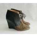 Coach Shoes | Coach Wedge Booties Mercy Green Suede Leather 6 B Designer Ankle Boot Lace | Color: Black | Size: 6