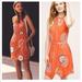 Anthropologie Dresses | Floreat Anthropologie Livia Halter Mini Dress 4 Orange Floral Asymmetrical Hem | Color: Orange/White | Size: 4