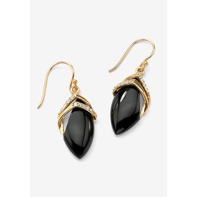 Women's Gold-Plated Onyx & Cubic Zirconia Drop Earrings by PalmBeach Jewelry in Gold