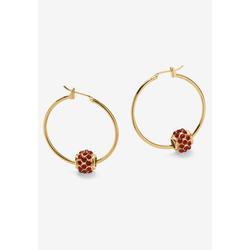 Women's Goldtone Charm Hoop Earrings (32mm) Round Simulated Birthstone by PalmBeach Jewelry in July