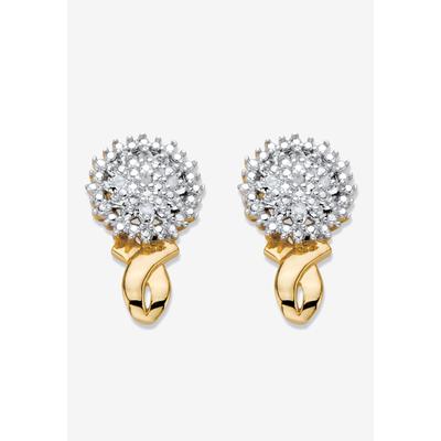Women's Gold-Plated Cluster Button Earrings with G...