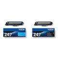 Brother Original Jumbo-Tonerkassette TN-247C Cyan & TN-247BK Toner Cartridge, High Yield, Black, Genuine Supplies, Black, XL