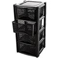 Easy Shopping® Large 4 Plastic Drawers Tower Unit Trolley Chest Drawer School Office Home Exclusive Patterned 4 Drawer Tower (Black)