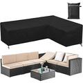 COOSOO Corner Sofa Cover Outdoor Garden Furniture Cover Waterproof Durable 210D Oxford V/L Shaped Sectional Couch Rattan Corner Sofa Table Chair Protection Cover with Storage Bag L Shape:L222cm/87in