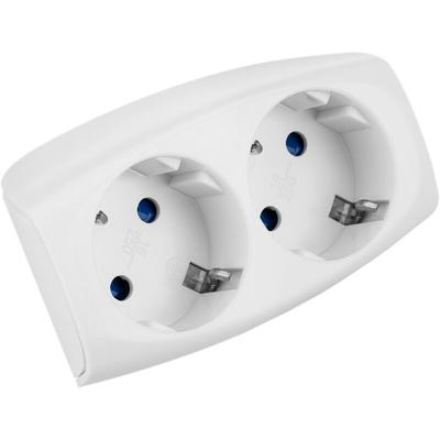 Bematik - Stecker Adapter Multiplikator Doppel weiß Schuko Stecker Image