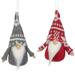 Set of 2 Gray and Red Santa Gnome Hanging Christmas Ornaments 4"