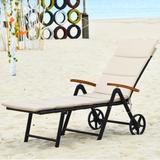 Costway 2PCS Folding Patio Rattan Lounge Chair Aluminum Adjustable - See details