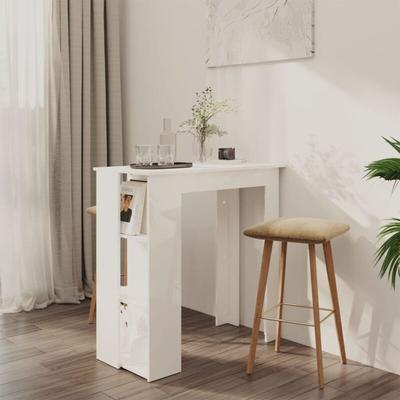 Bartisch mit Regal Hochglanz-Weiß 102x50x103,5 cm Holzwerkstoff - Vidaxl Image