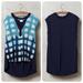 Anthropologie Tops | Anthropologie Postmark Egress Split Neck Tee Blue Checked High Low Top, Small S | Color: Blue | Size: S