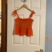 Free People Tops | Free People Smock It To Me Orange Smocked Tank Top With Shoulder Ties | Color: Cream/Orange | Size: Xs