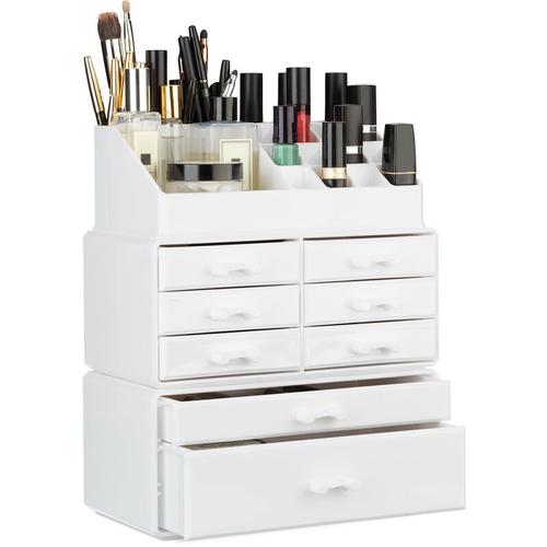 Make Up Organizer mit Schubladen, stapelbares Kosmetikregal f. Schmuck u. Make Up,