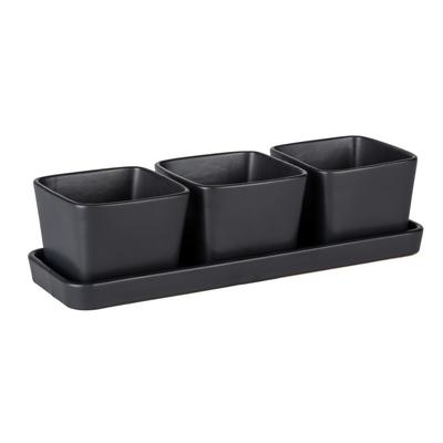 WENKO - Snack & Dip Schalen Set Schwarz matt Geschirr