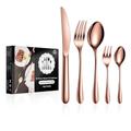 vancasso Cutlery Set 60 Piece, Rose Gold Knife and Fork Sets for 12 People, Mirror Polished Silverware Flatware Set Includes Forks Spoons Knives, Cutlery Set Perfect for Daily Use/Christmas