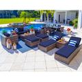 AKOYA Outdoor Essentials Sorrento 16 Piece in Set Rattan Complete Patio w/ Cushions Synthetic Wicker/All - Weather Wicker/Wicker/Rattan | Wayfair