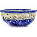 The Holiday Aisle® Rowberrow Scalloped Fluted Serving Bowl All Ceramic/Earthenware/Stoneware in Blue/Brown | 4.3 H x 10.2 D in | Wayfair 25D19