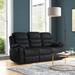 Wade Logan® Allsun 76" Faux Leather Pillow Top Arm Reclining Sofa Faux Leather in Black | 39.4 H x 76 W x 29.9 D in | Wayfair