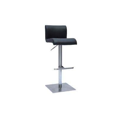 Design-Barhocker höhenverstellbar schwarz gebürsteter Edelstahl sheina Image