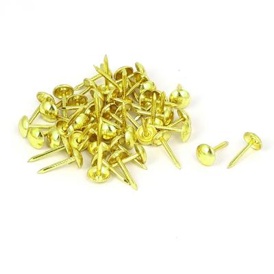 Leather Sofa Round Head Upholstery Tack Nail Gold Tone 7mmx14mm 50pcs - Gold Tone