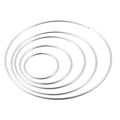 Metal O Rings 50/75/100/120/150mm Non-Welded Hoops Silver Tone 15pcs - Silver Tone