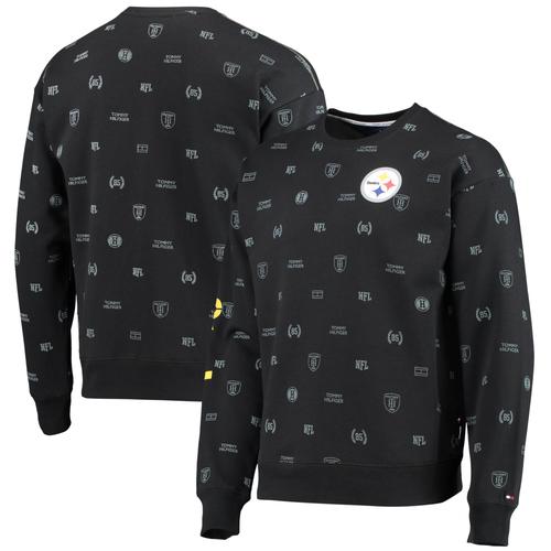 Tommy Hilfiger – Pittsburgh Steelers – Schwarzes Pullover-Sweatshirt mit Reid-Grafik