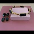 Kate Spade Jewelry | Kate Spade New York Bangle With Matching Earrings | Color: Black/Gold | Size: See Photos