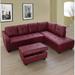 Red Reclining Sectional - Latitude Run® 96" Wide Faux Leather Sofa & Chaise w/ Ottoman Faux Leather | 34 H x 96 W x 72 D in | Wayfair