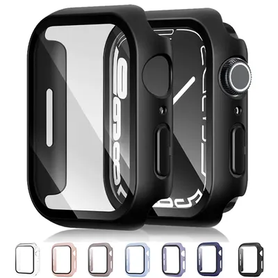 Glass+Case For Apple Watch Serie 8 7 6 SE 5 4 3 2 iWatch Case 45mm 41mm 44mm 40mm 38mm 42mm Bumper
