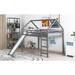 Modern Full Size Wooden Loft Bed, House Bed with Full Length Guardrail, Built-in Ladder and Slide