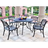 Crosley Sedona 46" Five Piece Cast Aluminum Outdoor Dining Set with Arm Chairs in Black Finish - N/A