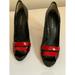 Nine West Shoes | 80’s Nine West Black/Red Patent Leather Seven Sided Heel Pumps 6 1/2 | Color: Black/Red | Size: 6.5