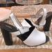 Kate Spade Shoes | Kate Spade Saturday High Heeled Sling Back Sandals Size 10 | Color: Black/White | Size: 10