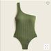 J. Crew Swim | Nwt J. Crew Olive Green Textured One-Shoulder One-Piece Swimsuit, Women’s 24/3x | Color: Green | Size: 24