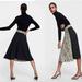 Zara Skirts | Hpzara Pleated Animal Print Skirt Nwt S Snakeblk | Color: Black/Tan | Size: S