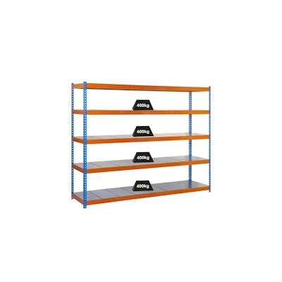 PROREGAL Schwerlastregal METAL YETI FIVE | HxBxT 200x180x60cm | Fachlast 400kg | Blau-Orange | Standregal Metallregal La