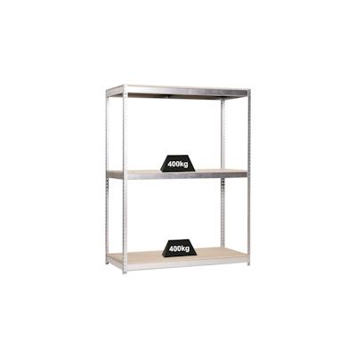 PROREGAL Schwerlastregal WOOD YETI THREE | HxBxT 200x180x60cm | Fachlast 400kg | Verzinkt | Standregal Lagerregal Image