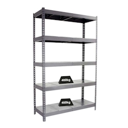 PROREGAL Schwerlastregal METAL BEAST FIVE | HxBxT 200x240x45cm | Fachlast 400kg | Grau| Standregal Metallregal Lagerregal Image