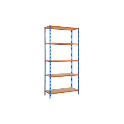 PROREGAL Schwerlastregal Muli | HxBxT 180x90x50cm| Fachlast 150kg | Blau-Orange | Lagerregal Kellerregal Werkstattregal Metallregal Image