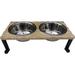 Indipets Elevated Feeder Wood (durable & stylish)/Metal/Stainless Steel (easy to clean) in Brown | 5 H x 18 W x 8 D in | Wayfair 6901110