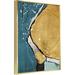 Everly Quinn Canvas Abstract Wall Art For Room Gold Aluminum Framed Wall Art Ready To Hang 26 Canvas in Blue | 16 H x 12 W x 1.6 D in | Wayfair