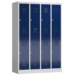 STEELBOXX Spind Kleiderspind 4 Abteile 8 Fächer 1800 x 1200 x 500 mm lichtgrau/enzianblau X-520241 Image