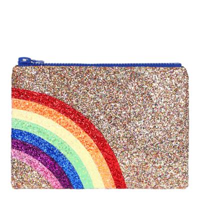I Know The Queen - Rainbow Gold Glitter Clutch Bag